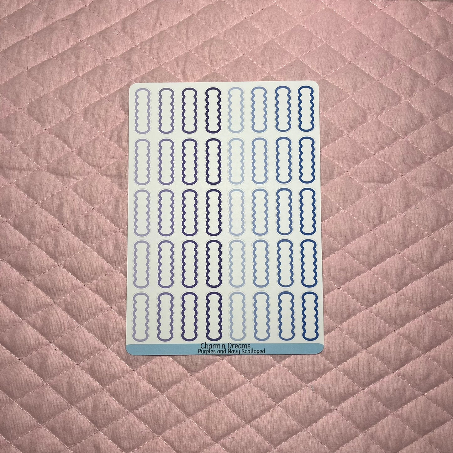 Purples and Navy Mini Scalloped Boxes Planner Stickers