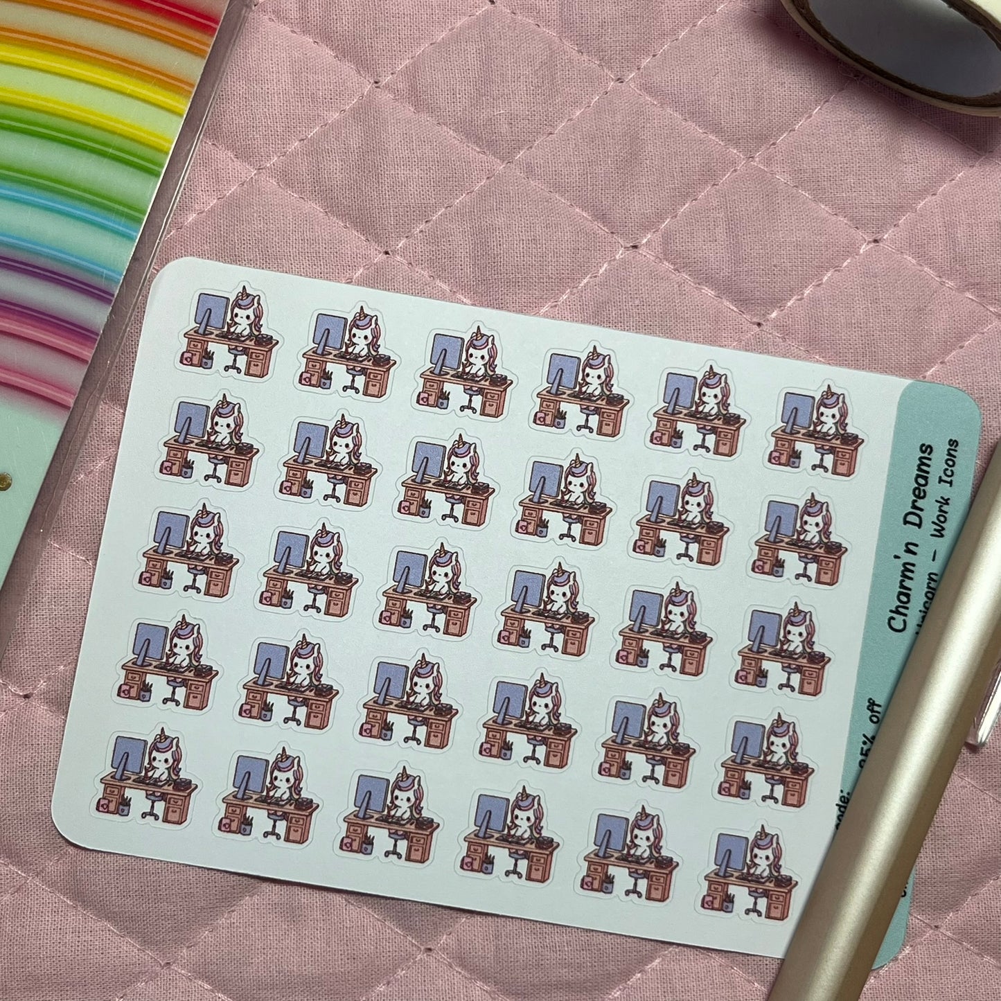 Rainbow Unicorn Work Planner Stickers