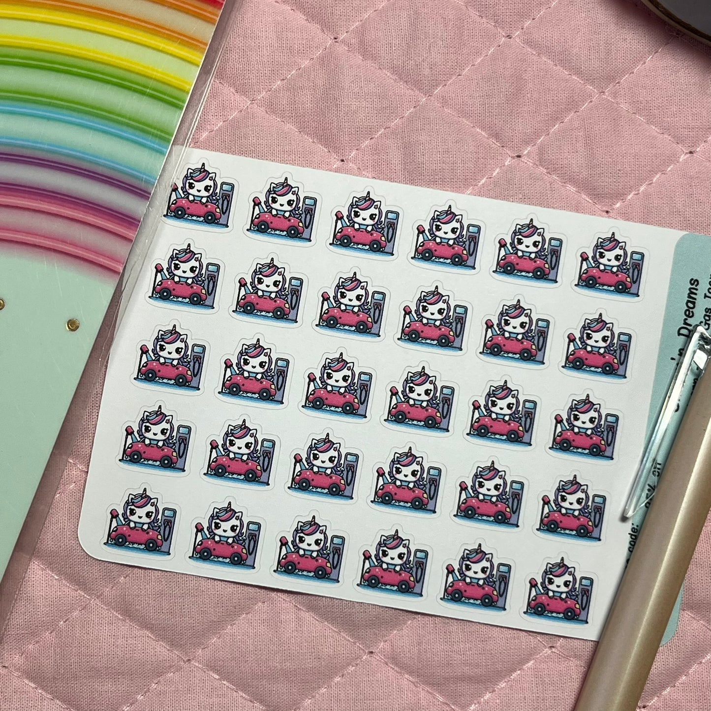 Rainbow Unicorn Fill Gas Planner Stickers
