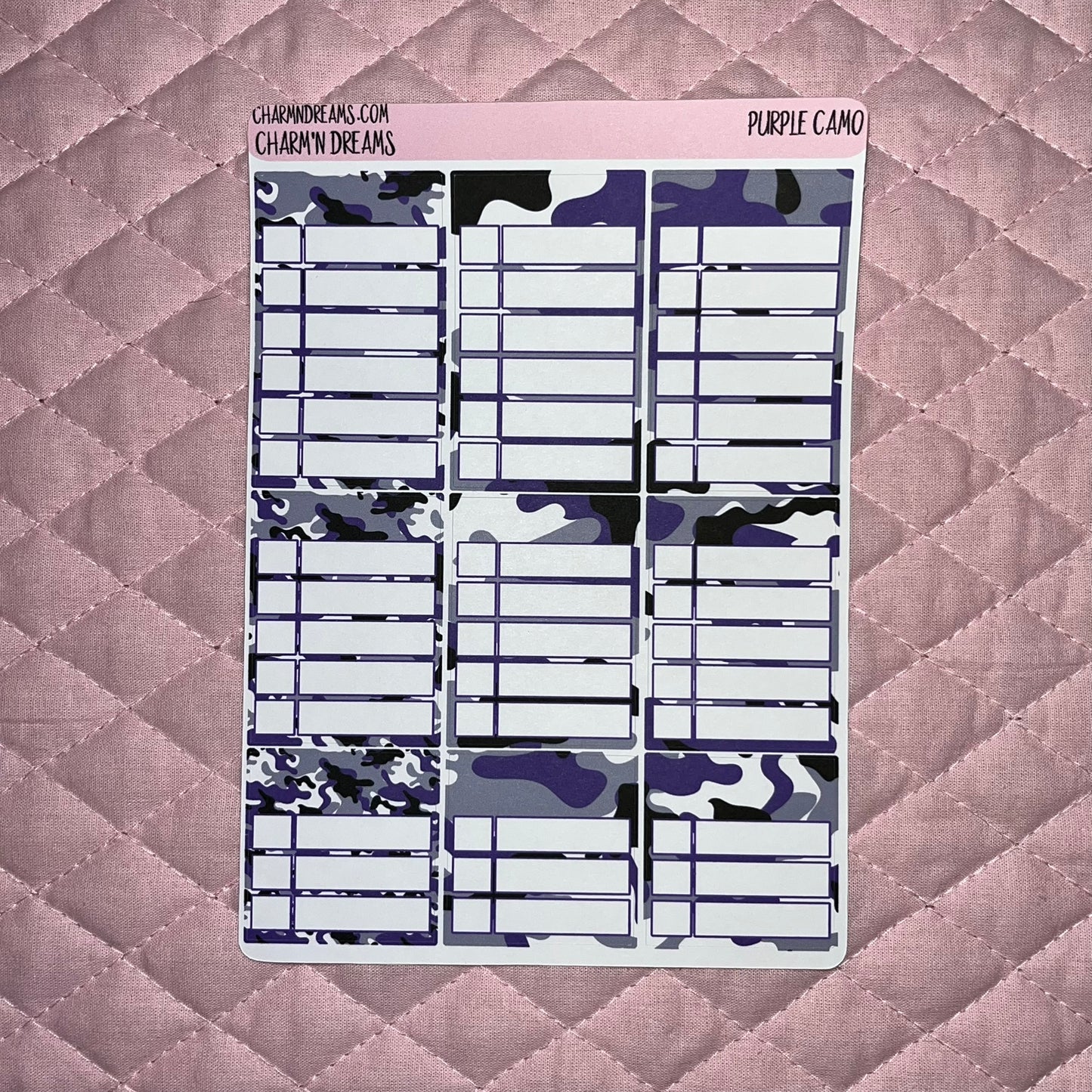 Purple Camo Planner Sticker Kit