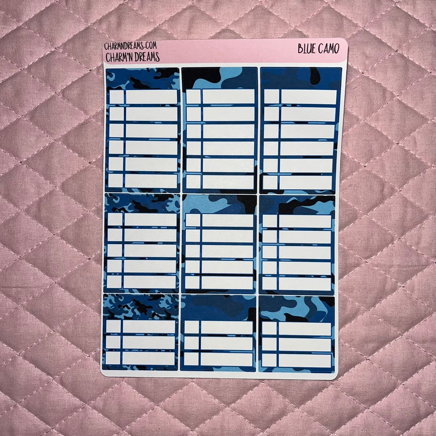Blue Camo Planner Sticker Kit
