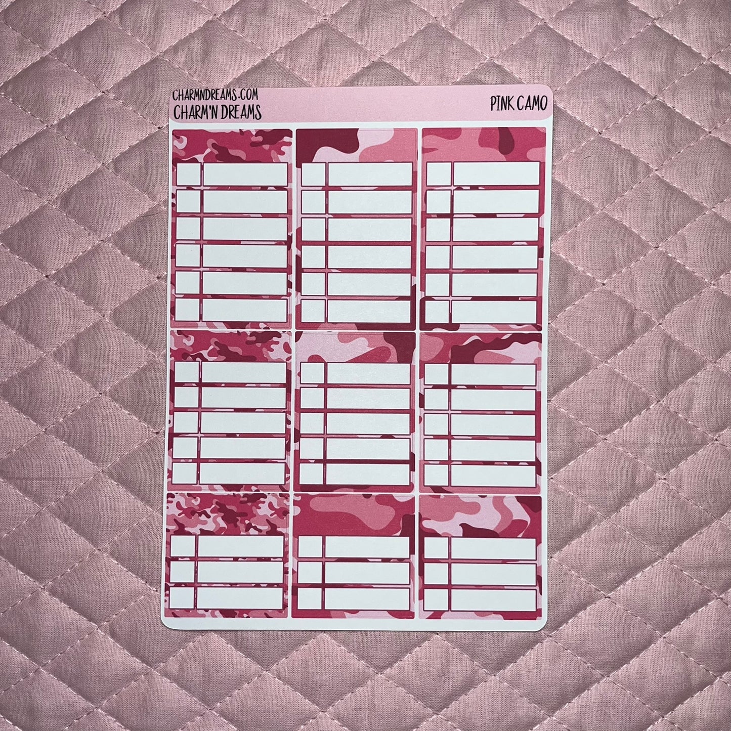 Pink Camo Planner Sticker Kit