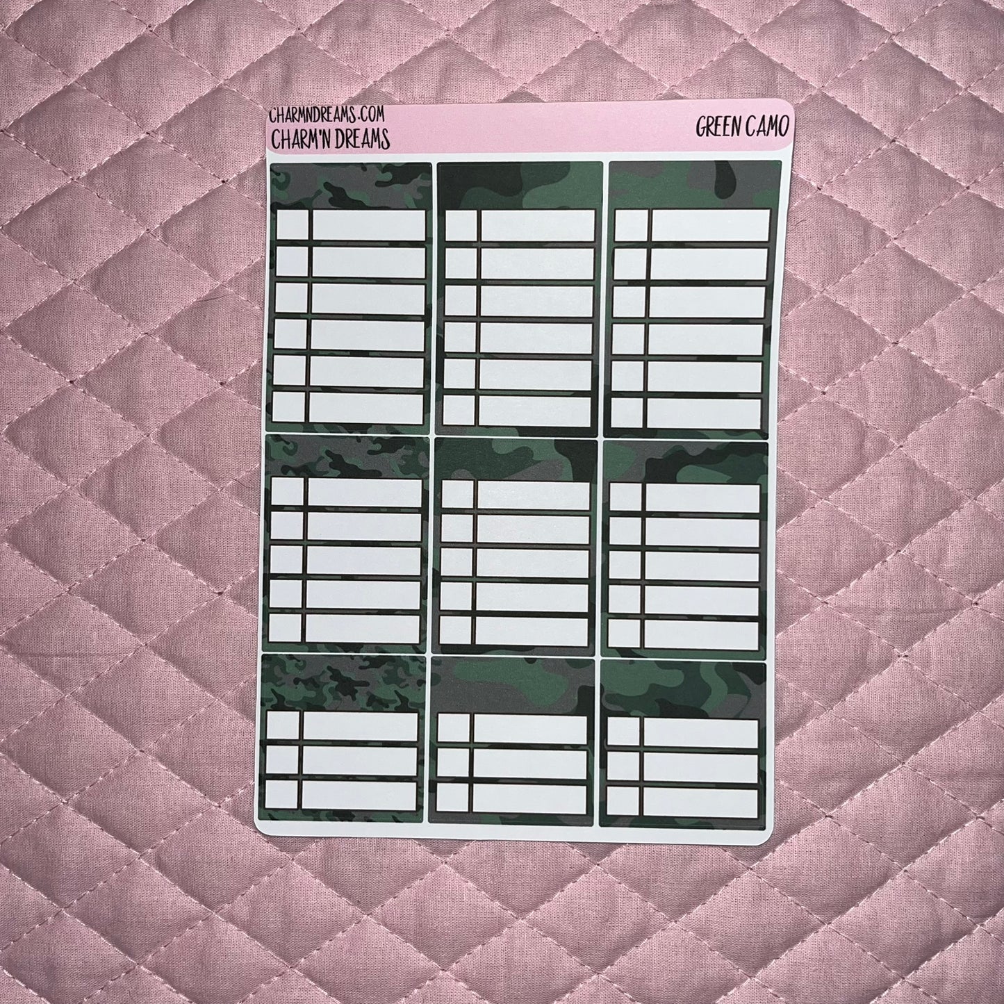 Green Camo Planner Sticker Kit