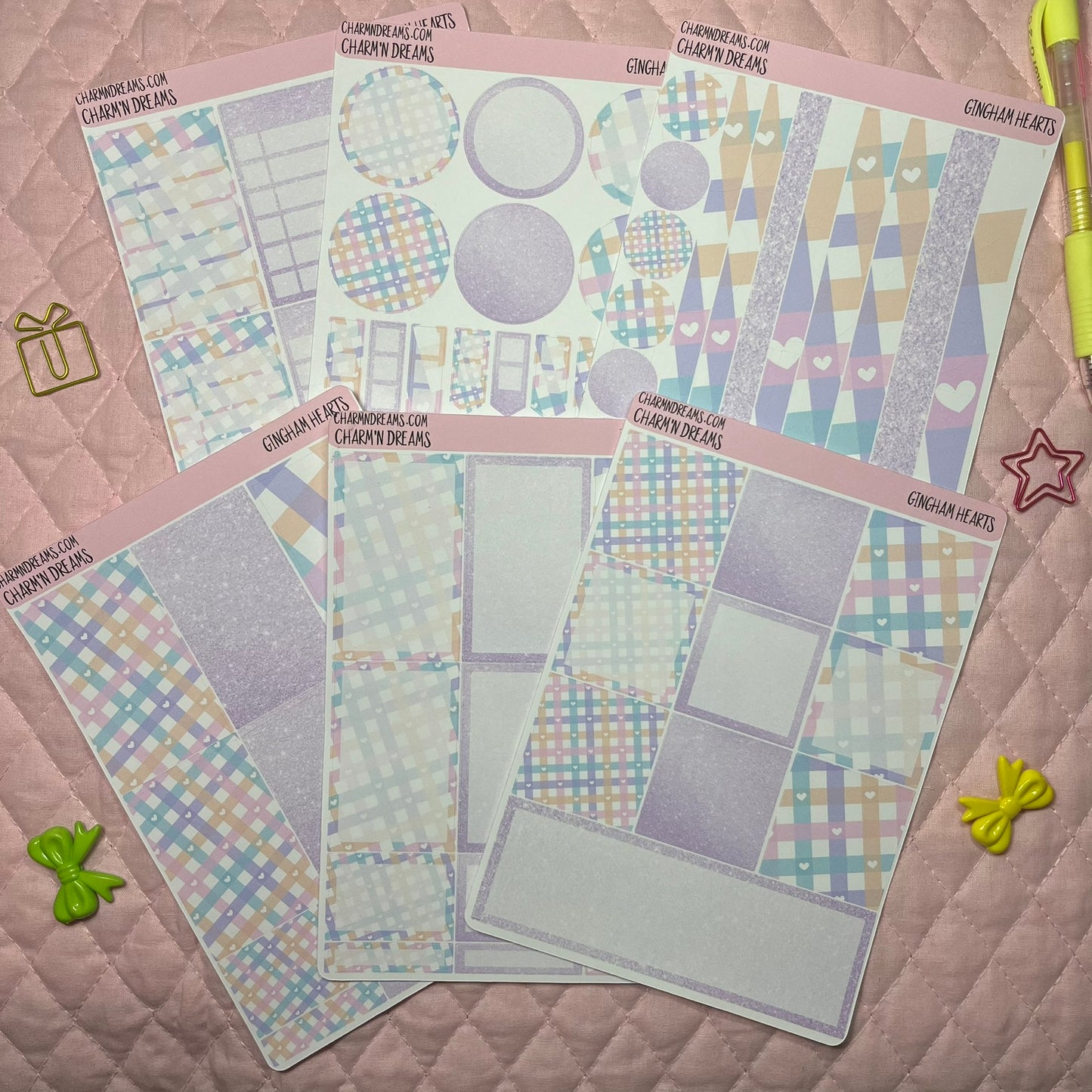 Gingham Hearts Planner Sticker Kit