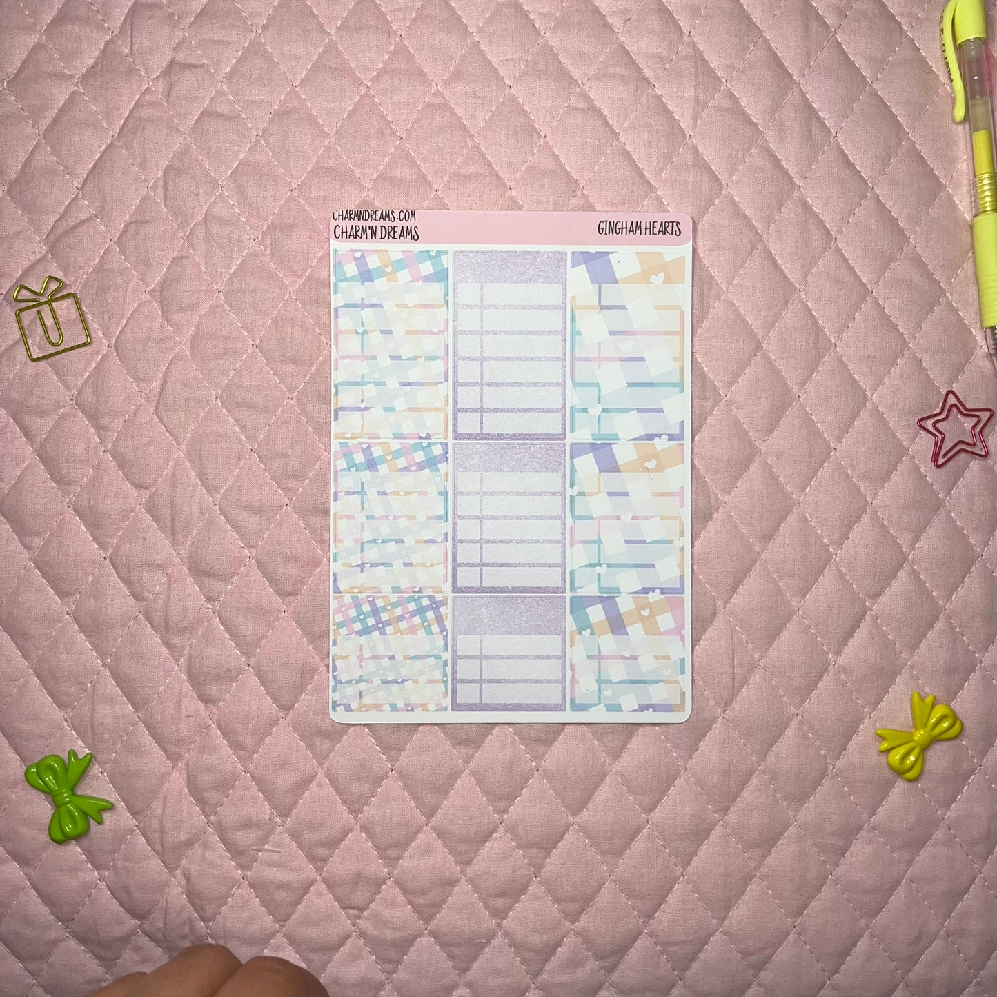 Gingham Hearts Planner Sticker Kit