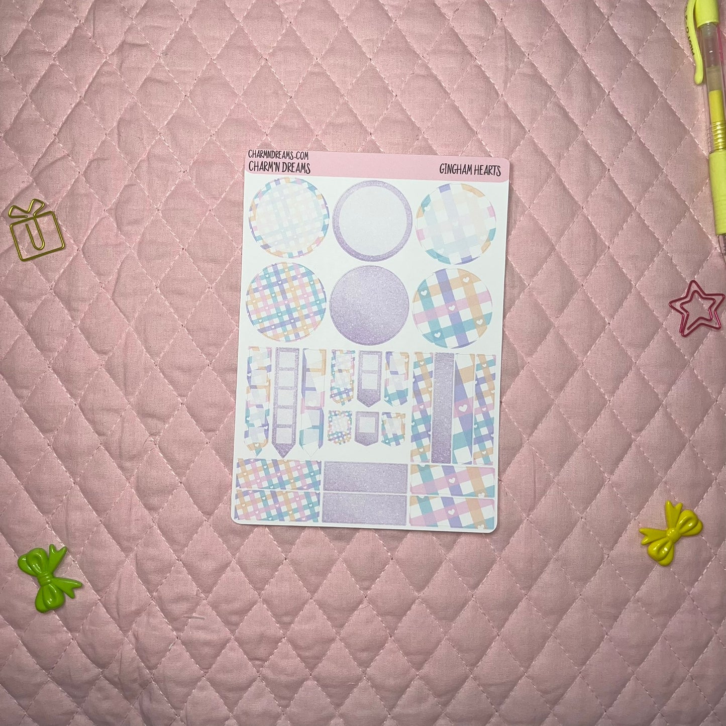Gingham Hearts Planner Sticker Kit