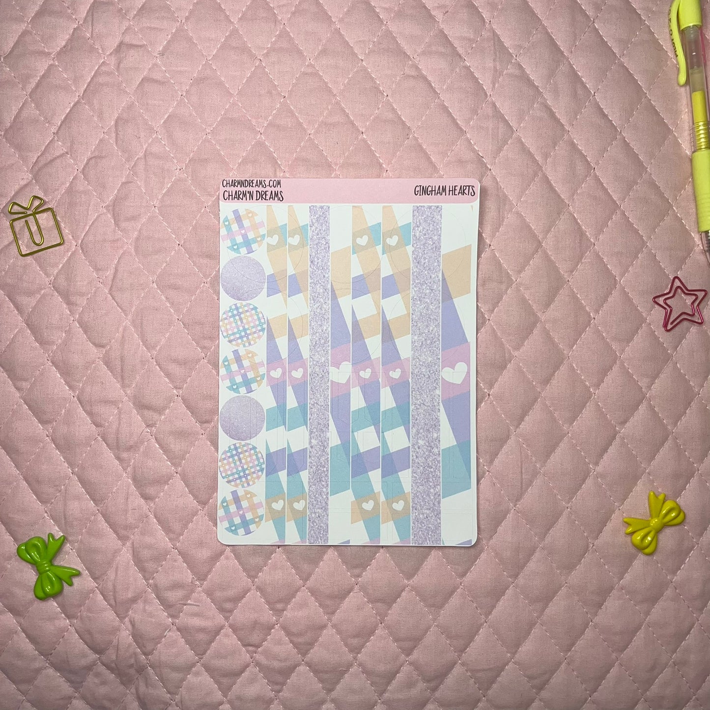 Gingham Hearts Planner Sticker Kit