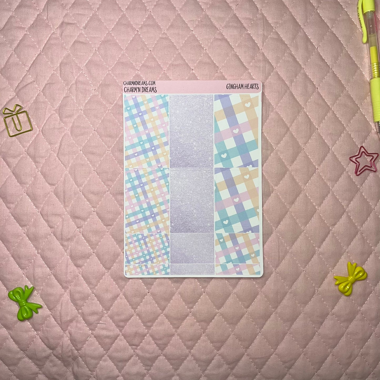 Gingham Hearts Planner Sticker Kit