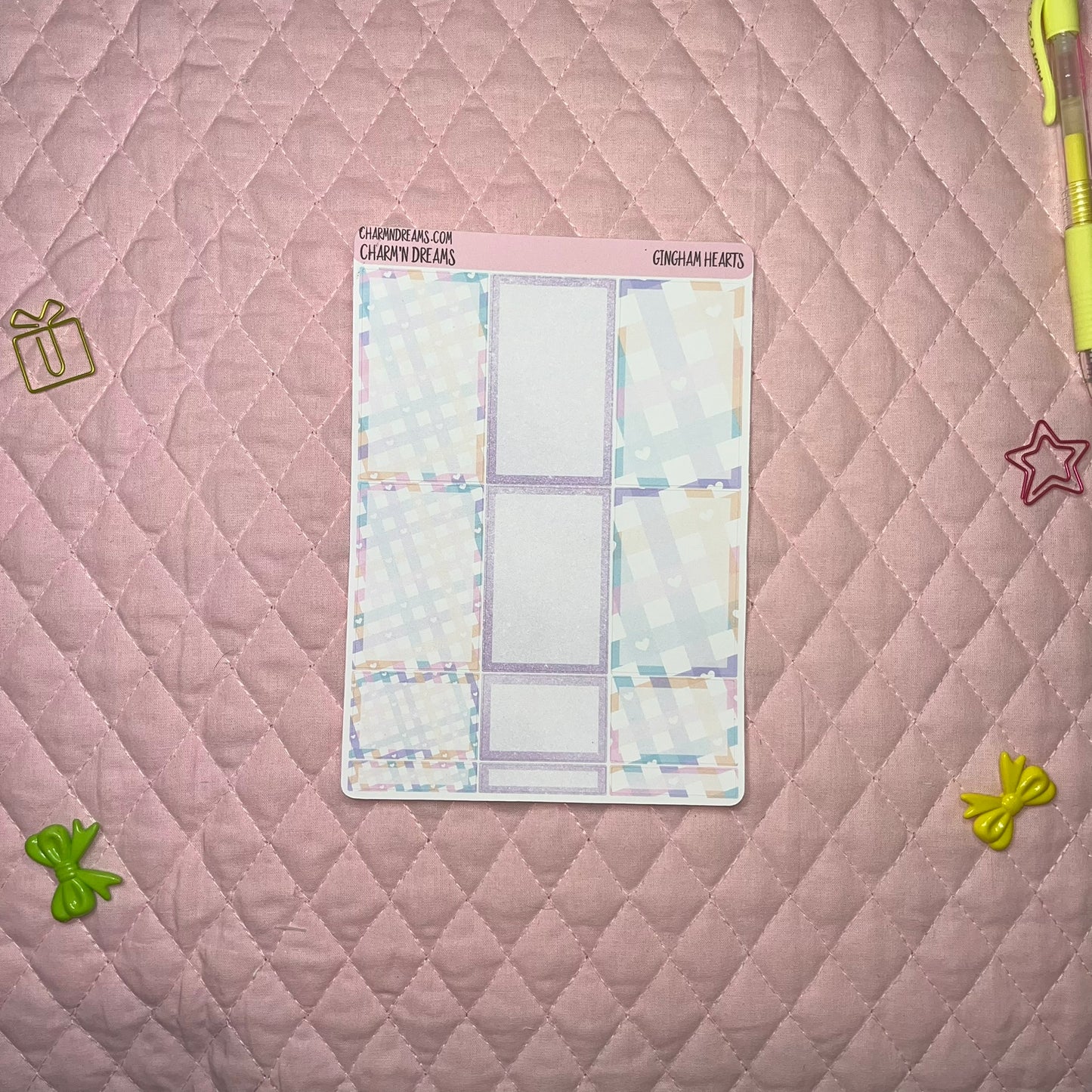 Gingham Hearts Planner Sticker Kit