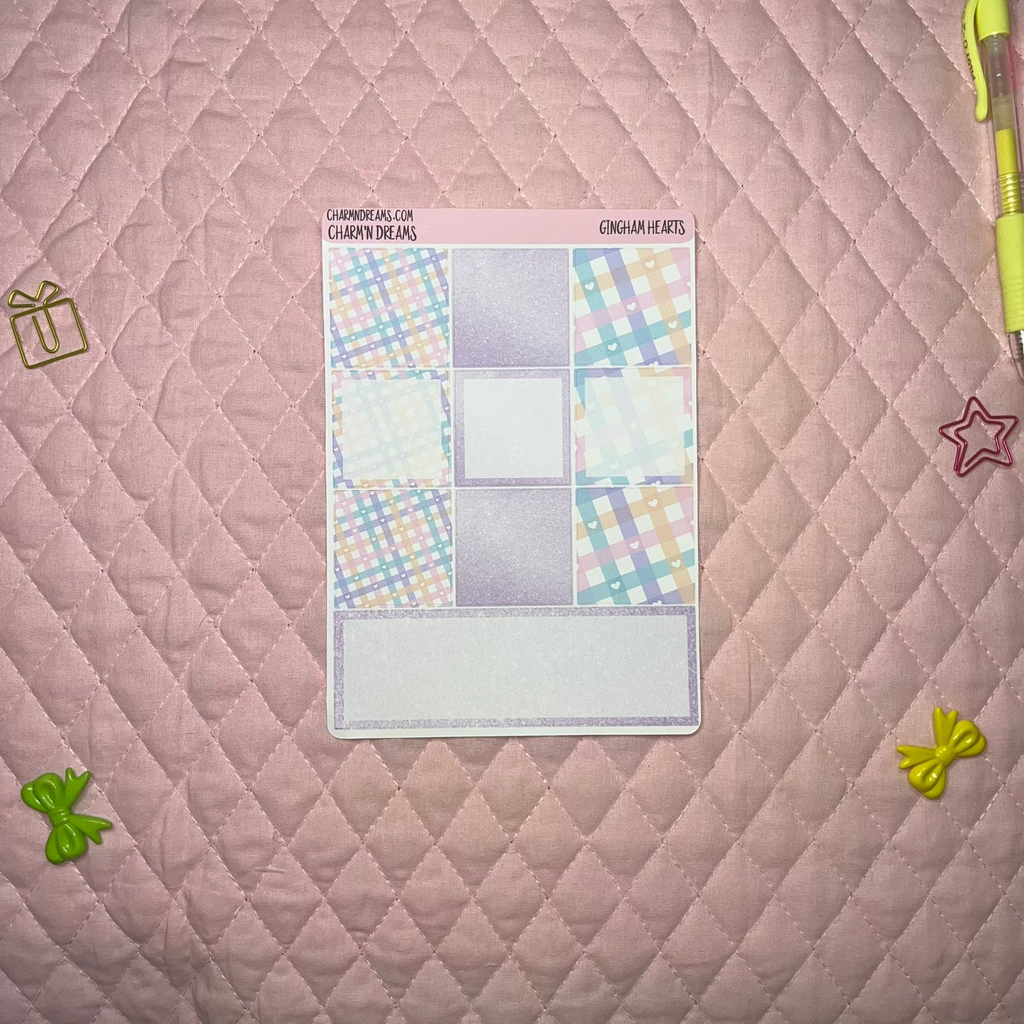 Gingham Hearts Planner Sticker Kit