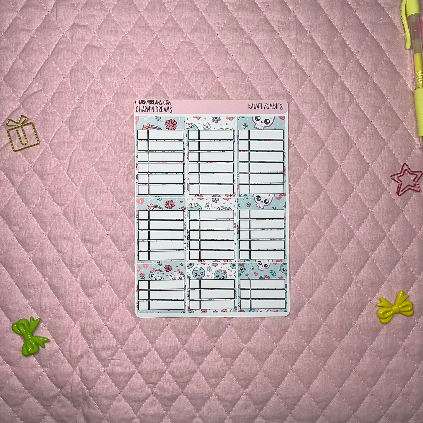 Kawaii Zombies Planner Sticker Kit