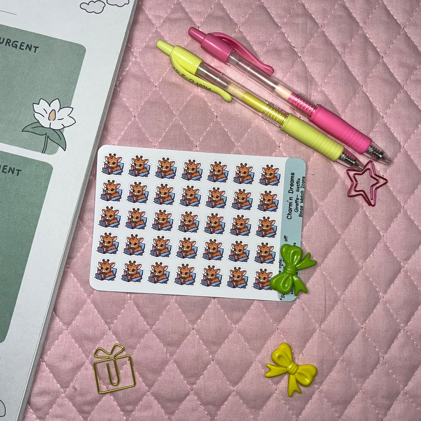 Giraffe Binge Watch Icon Planner Stickers