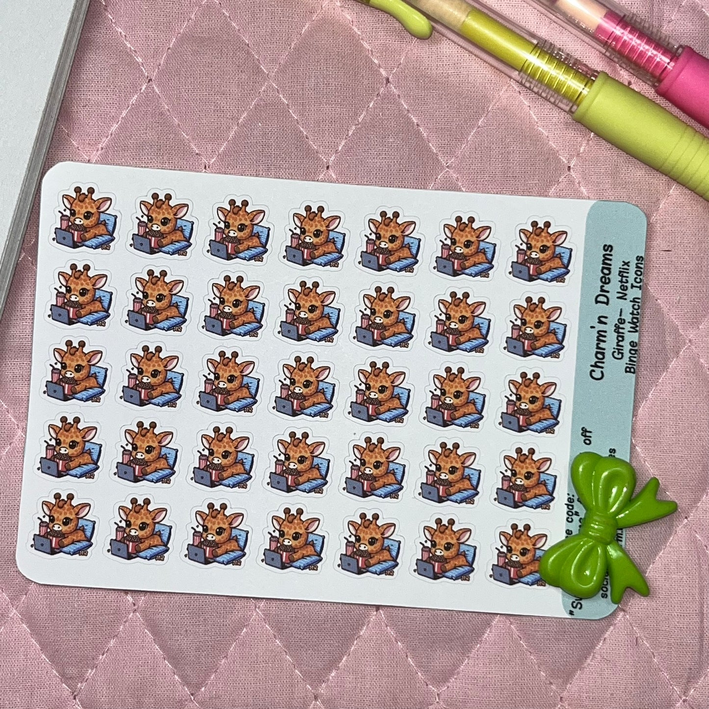 Giraffe Binge Watch Icon Planner Stickers