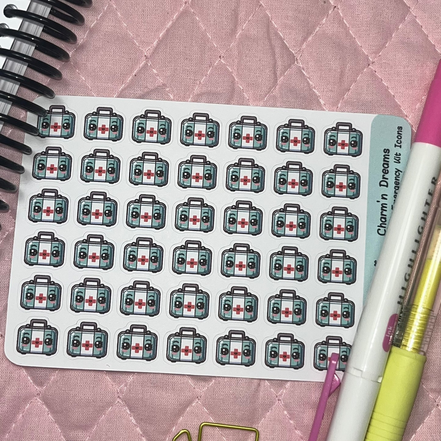 Medical Emergency Kit Icon Planner Stickers