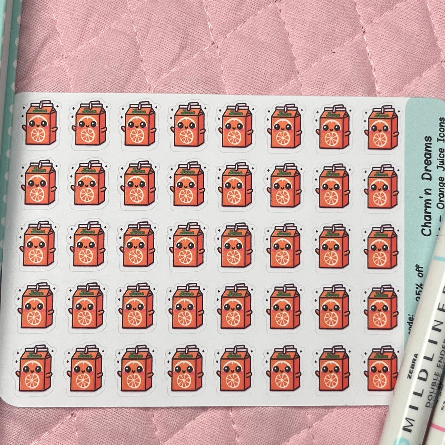 Drinks Orange Juice Icon Planner Stickers