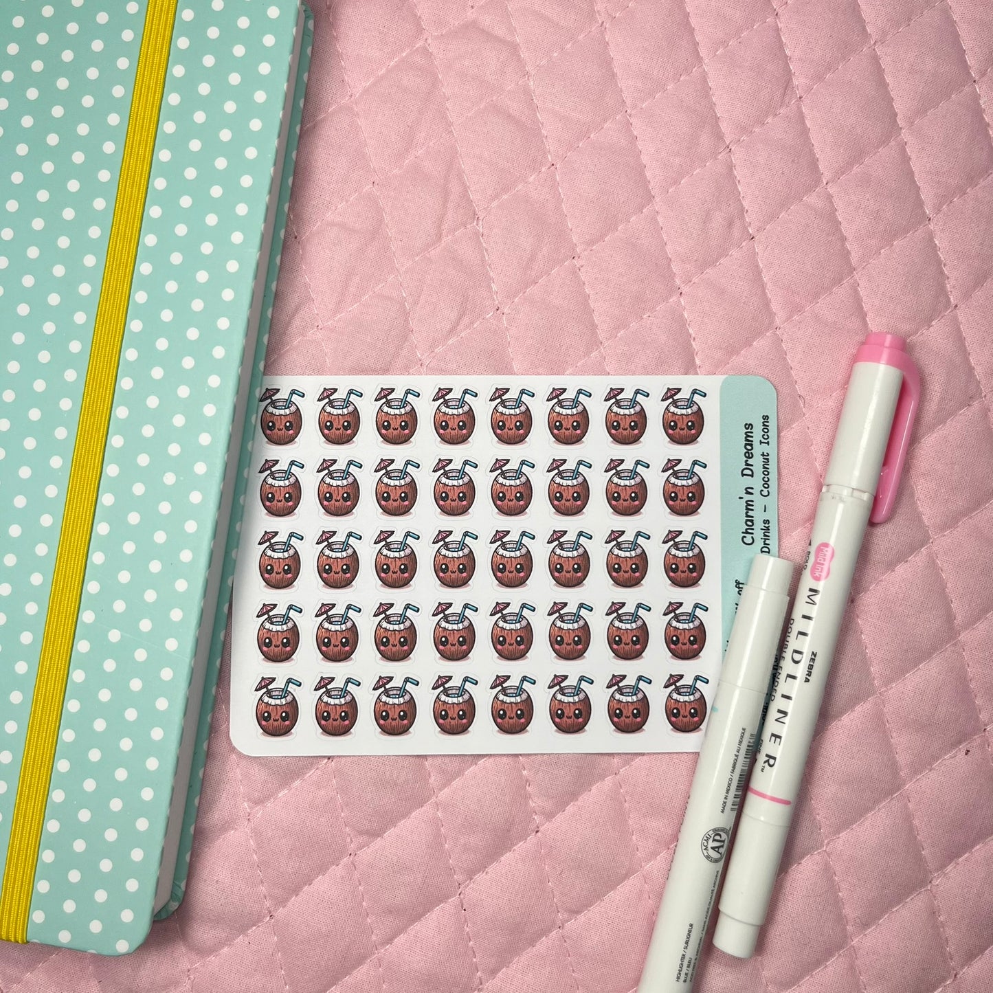 Drinks Coconut Icon Planner Stickers