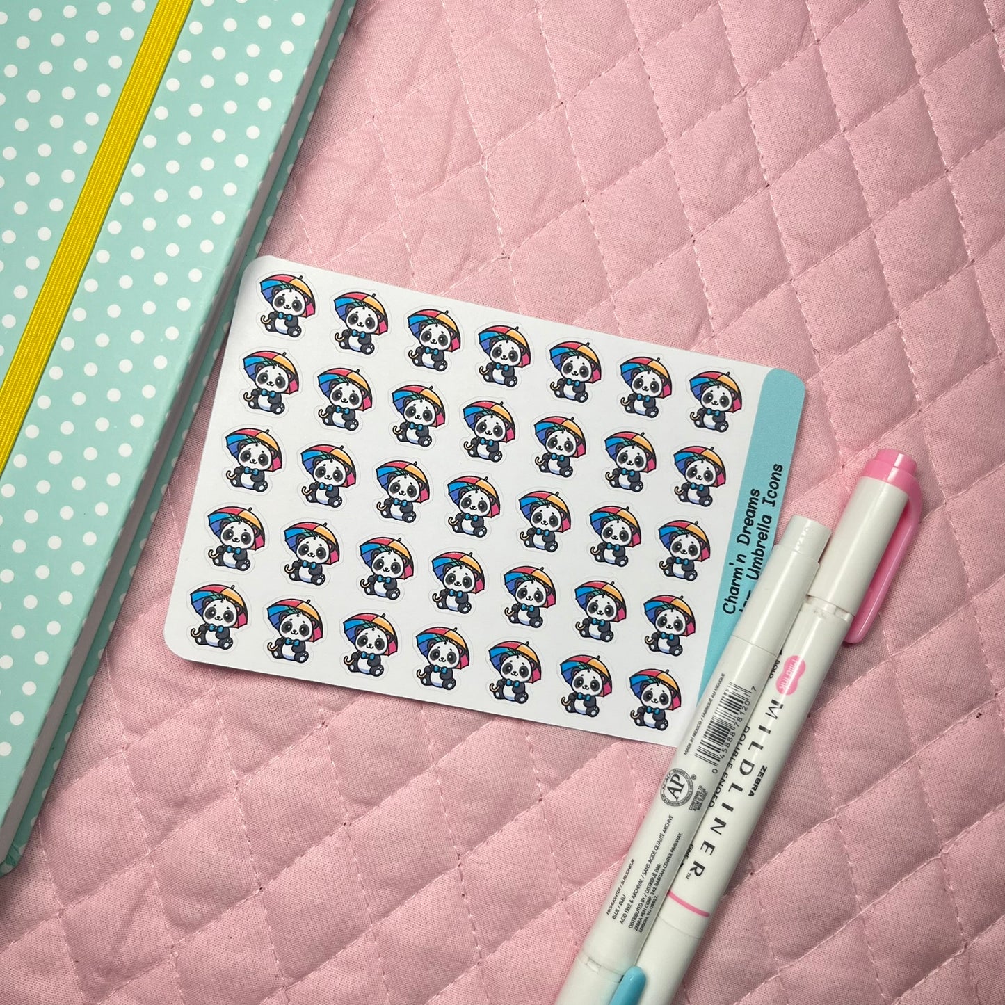 Panda Umbrella Icon Planner Stickers