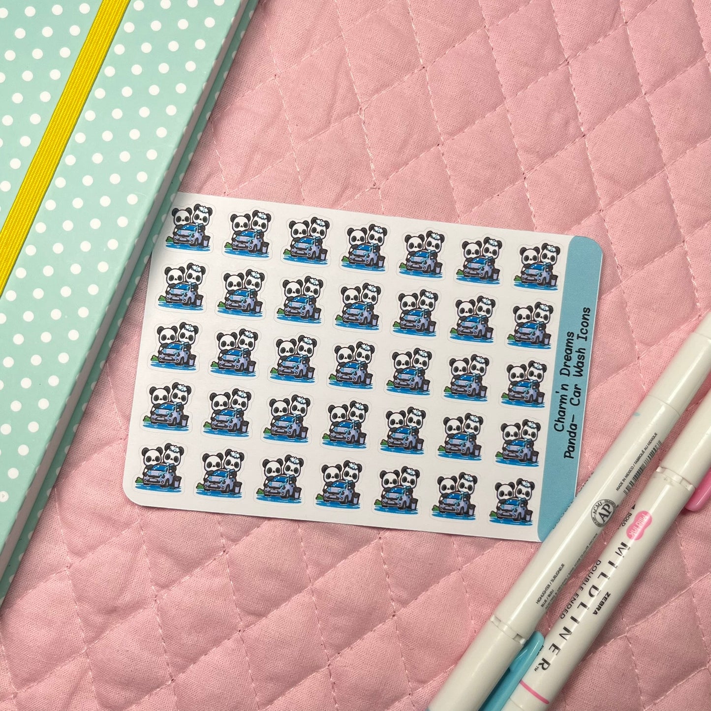Panda Wash Car Icon Planner Stickers