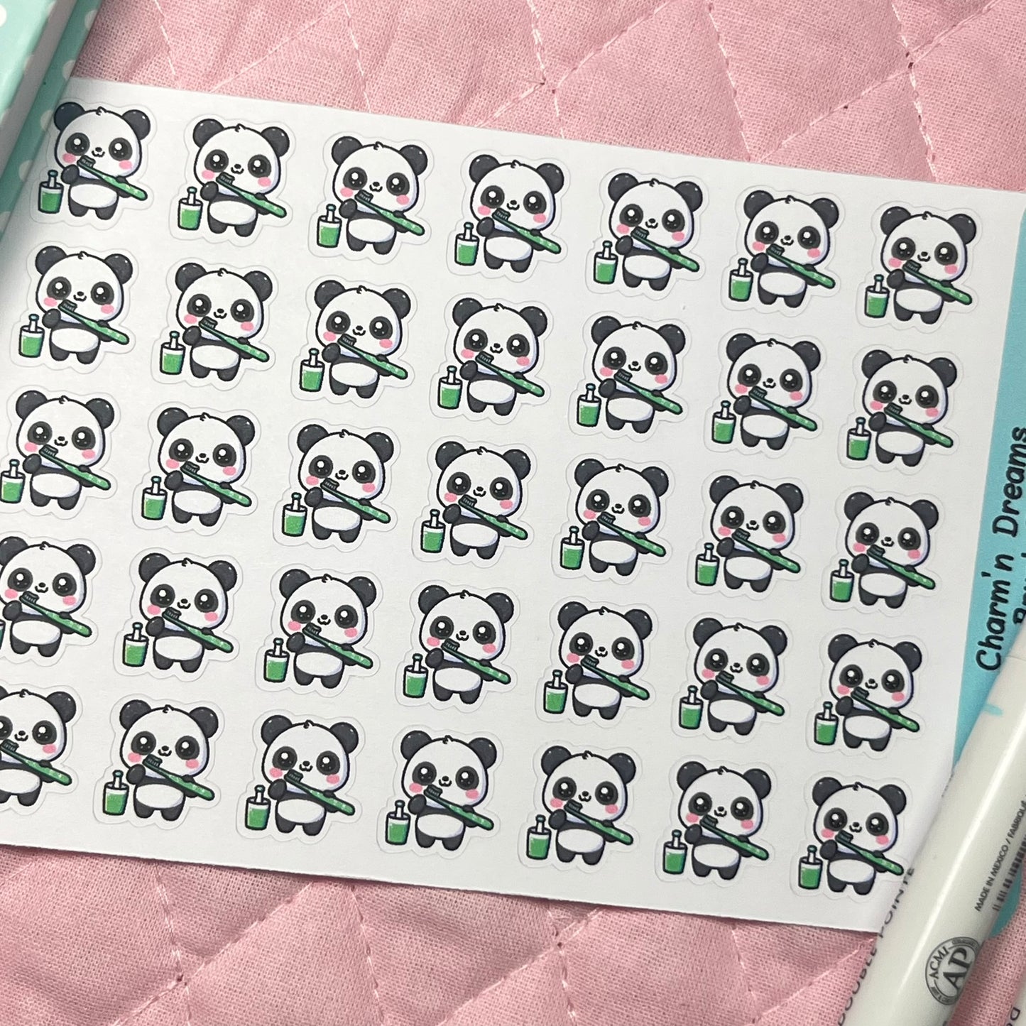 Panda Brush Teeth Icon Planner Stickers
