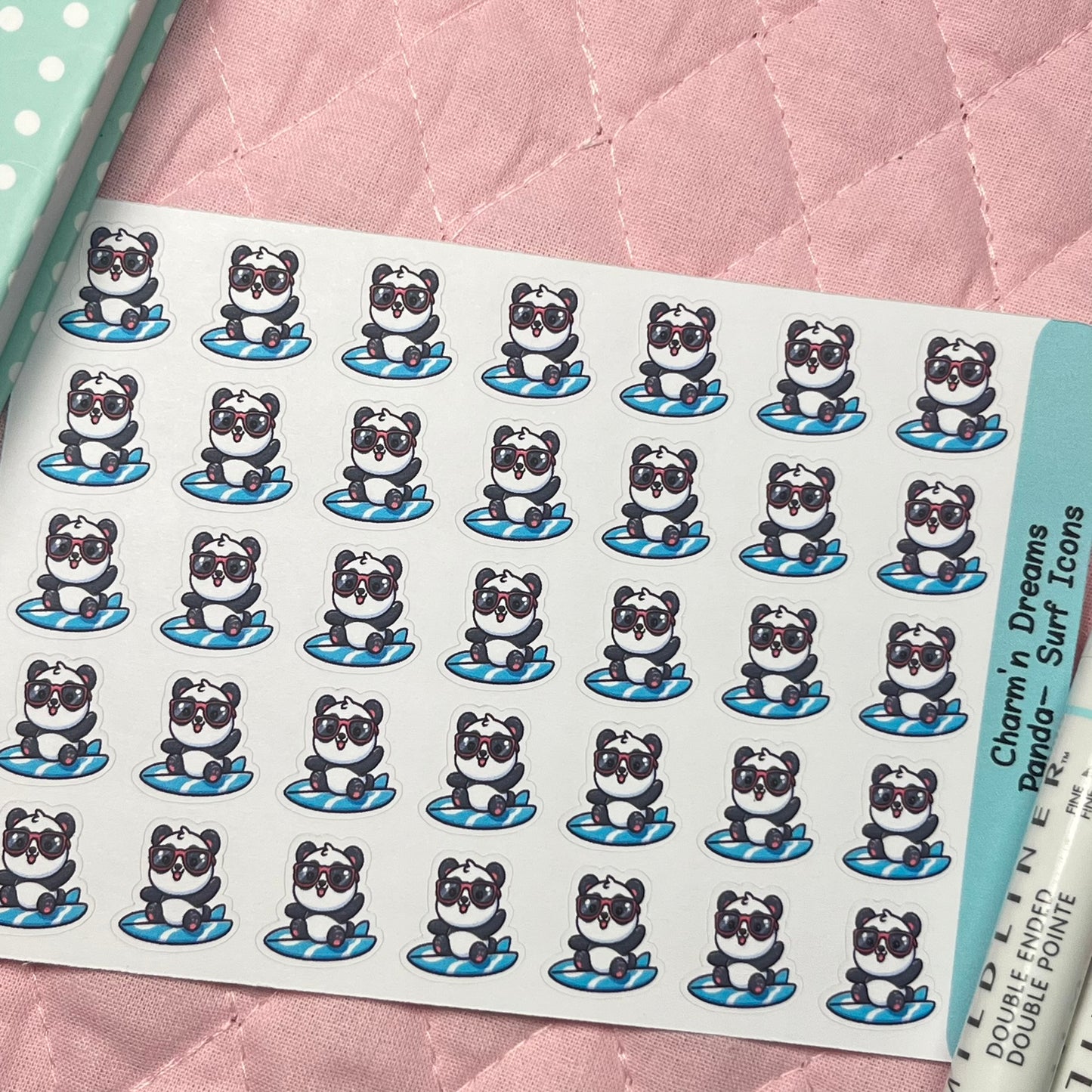 Panda Surf Icon Planner Stickers