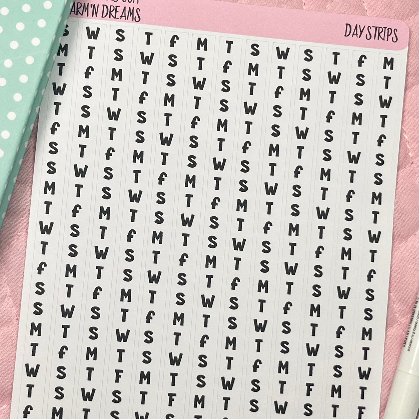 Day Strips Planner Stickers- Black and White Planner Stickers