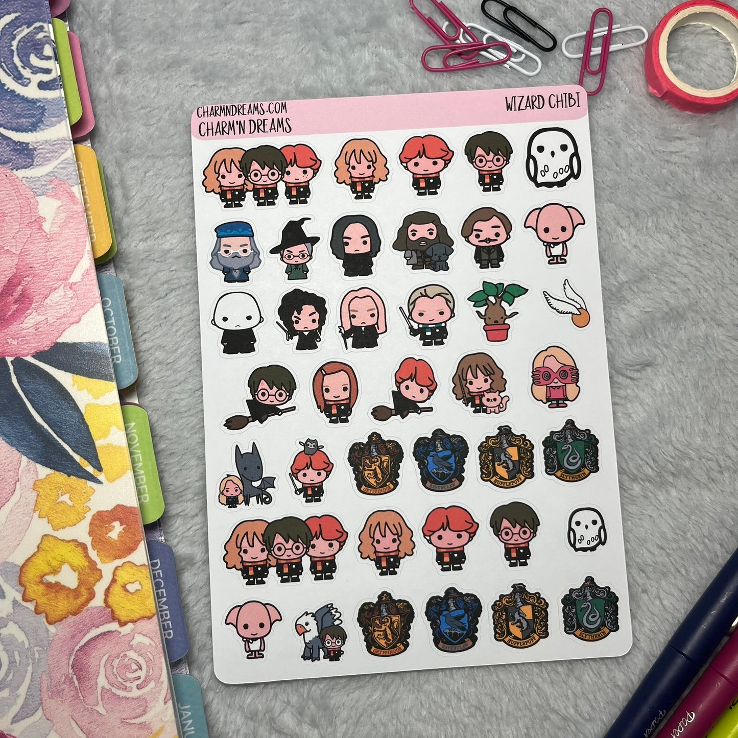 Wizarding School Chibis Planner Sticker Sheet