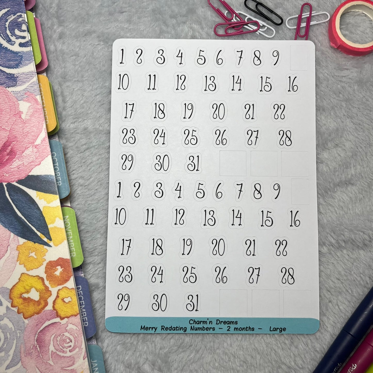 Merry Numbers Large Planner Sticker Sheet