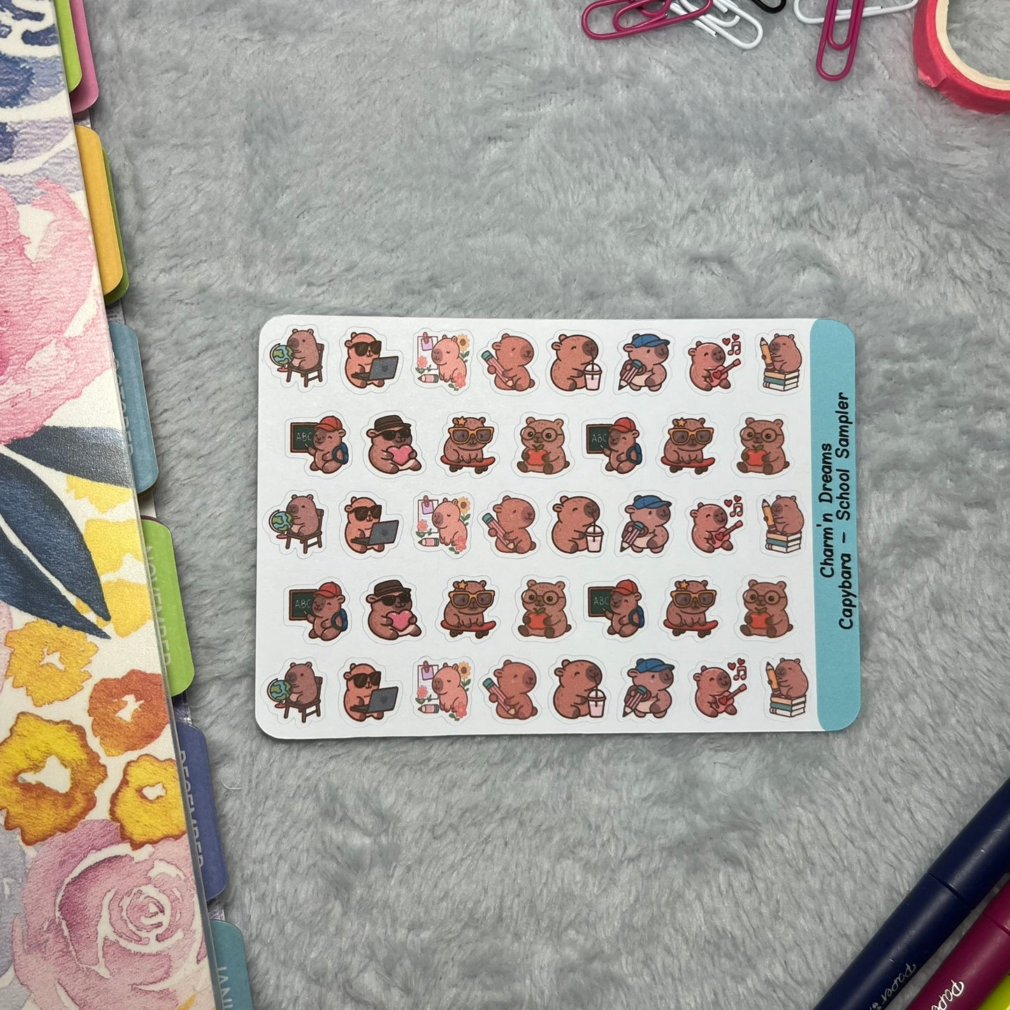 Capybara School Sampler Icon Planner Stickers