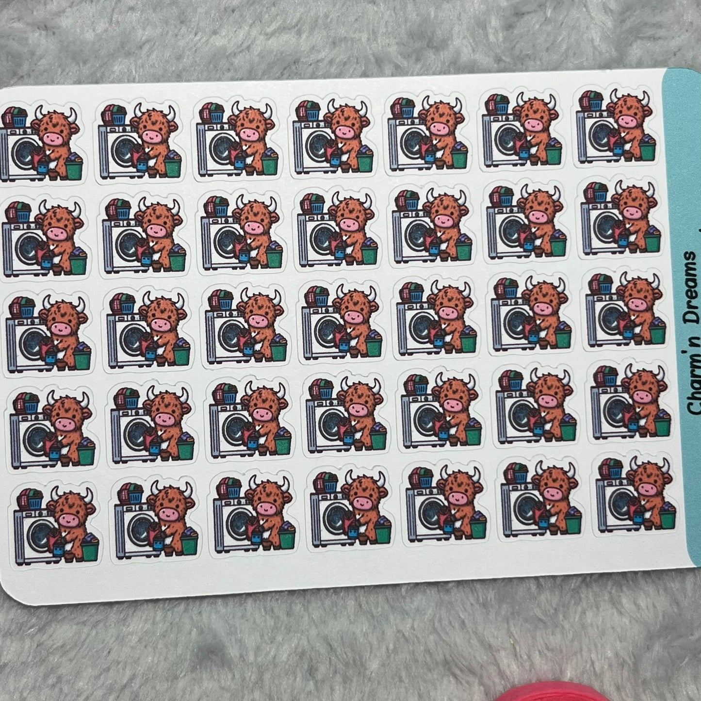 Highland Cow Laundry Icon Planner Stickers