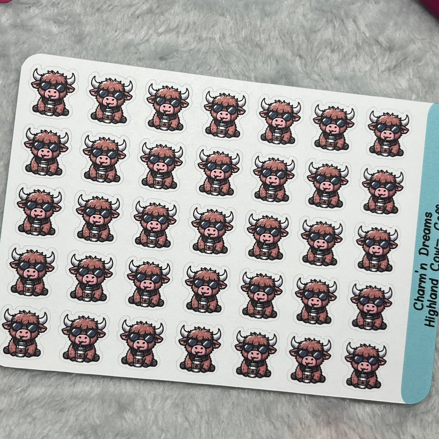 Highland Cow Coffee Icon Planner Stickers