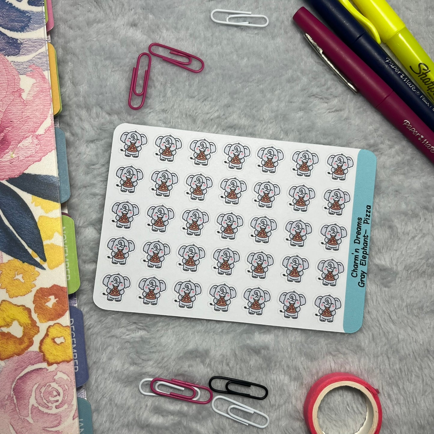 Elephant Pizza Icon Planner Stickers