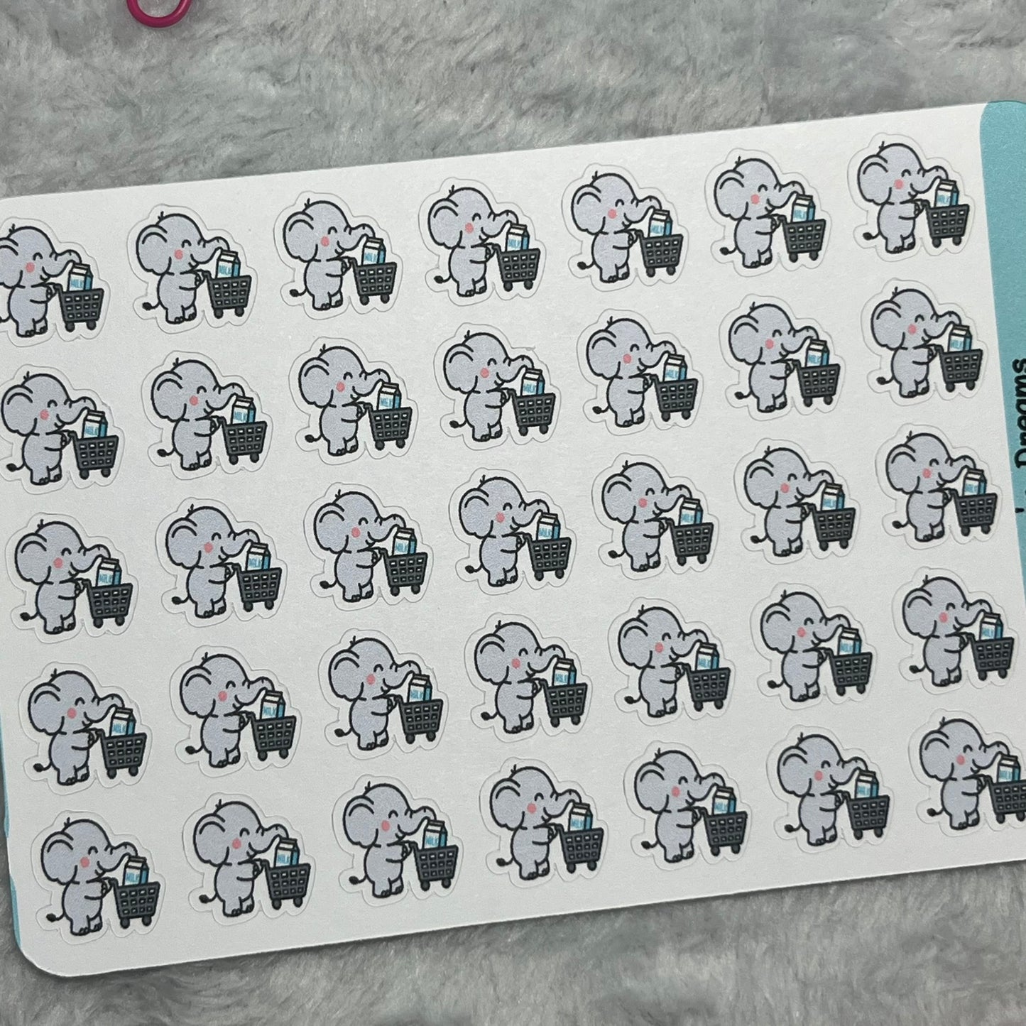 Elephant Shopping Cart Icon Planner Stickers