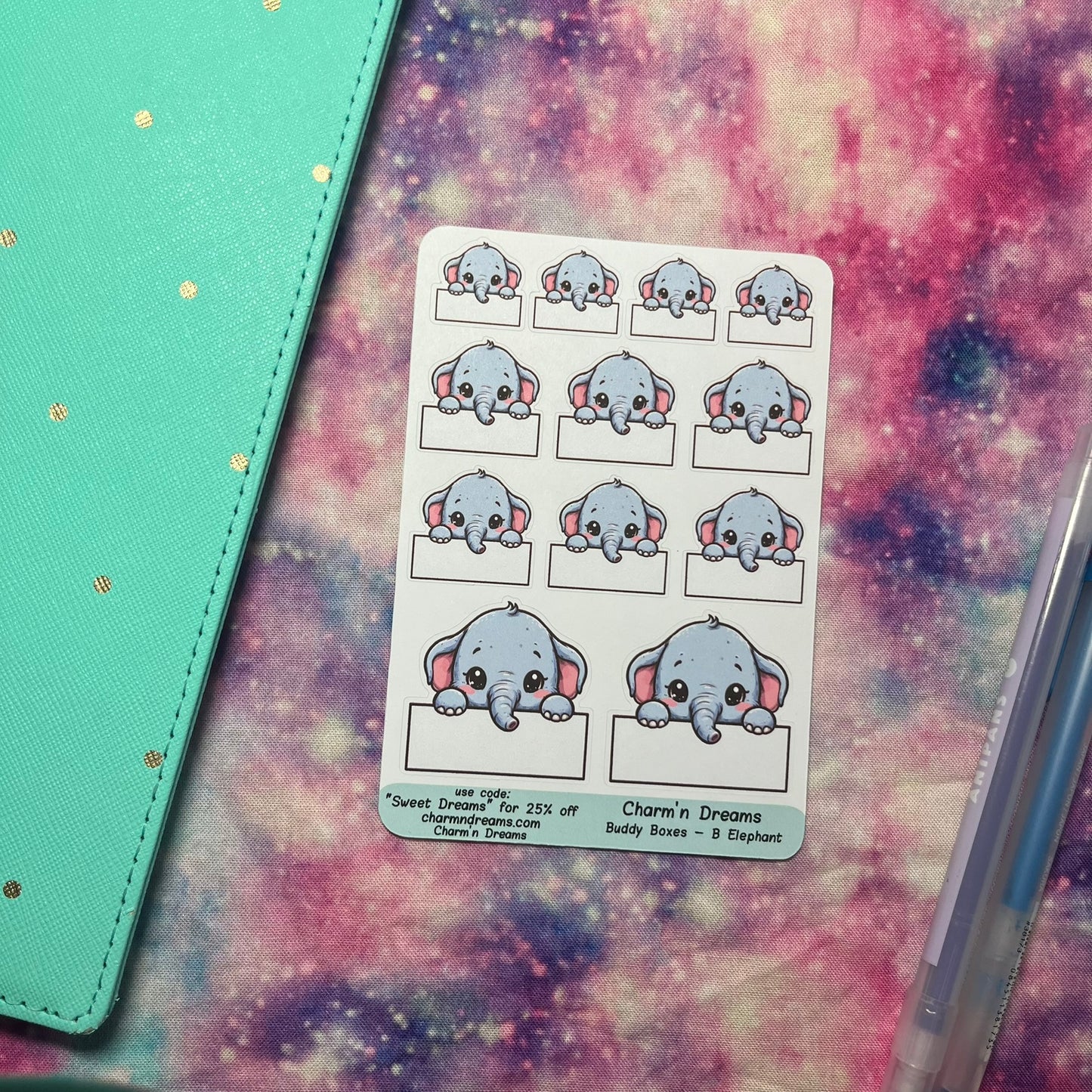 Elephant Buddy Boxes Planner Stickers