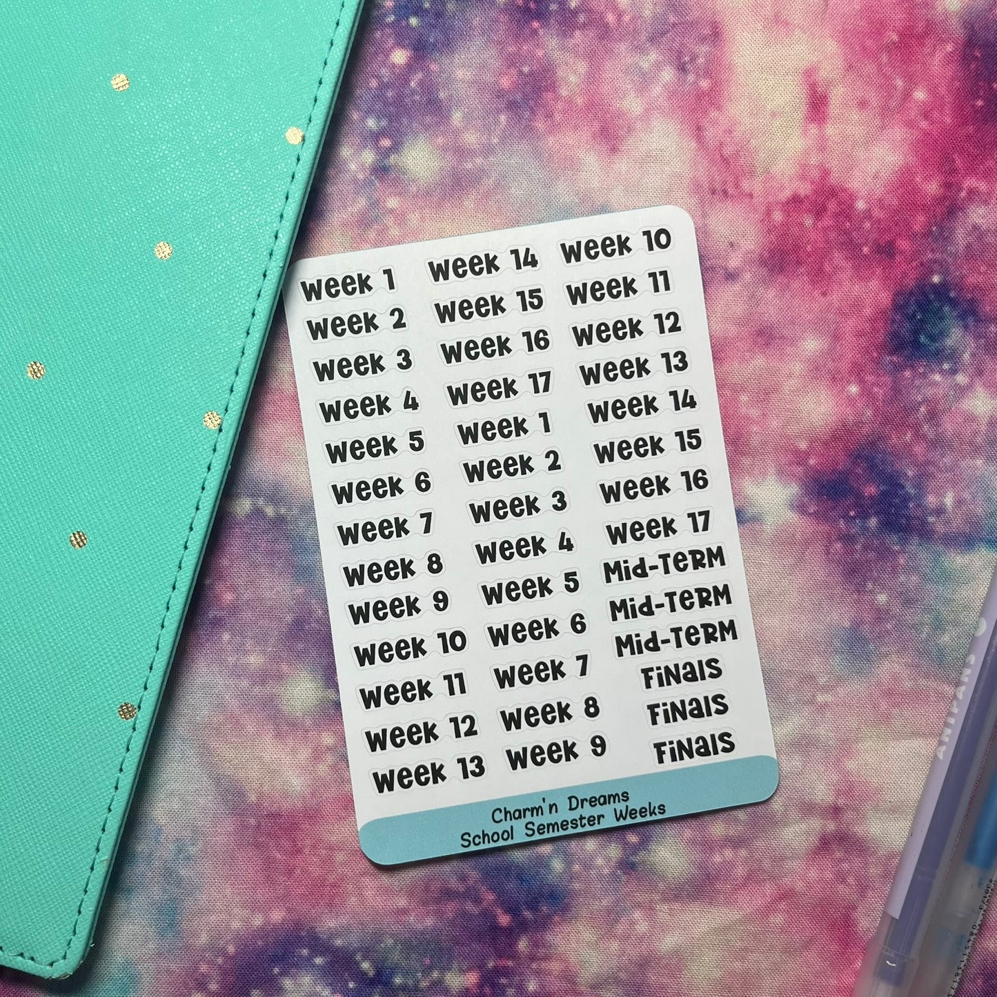 School Semester Weeks Functional Planner Stickers