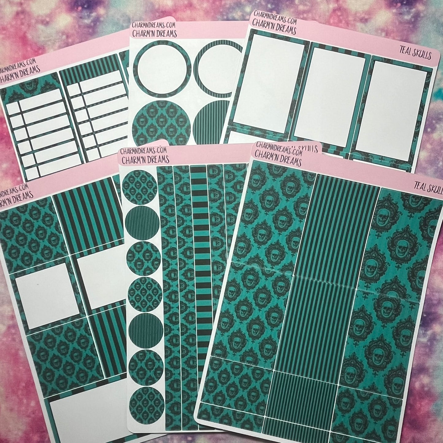 Teal Skulls Planner Sticker Kit