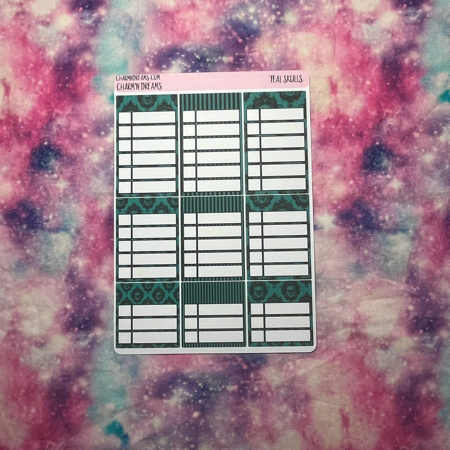 Teal Skulls Planner Sticker Kit