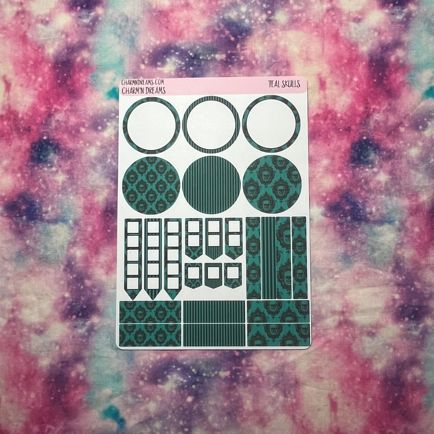 Teal Skulls Planner Sticker Kit