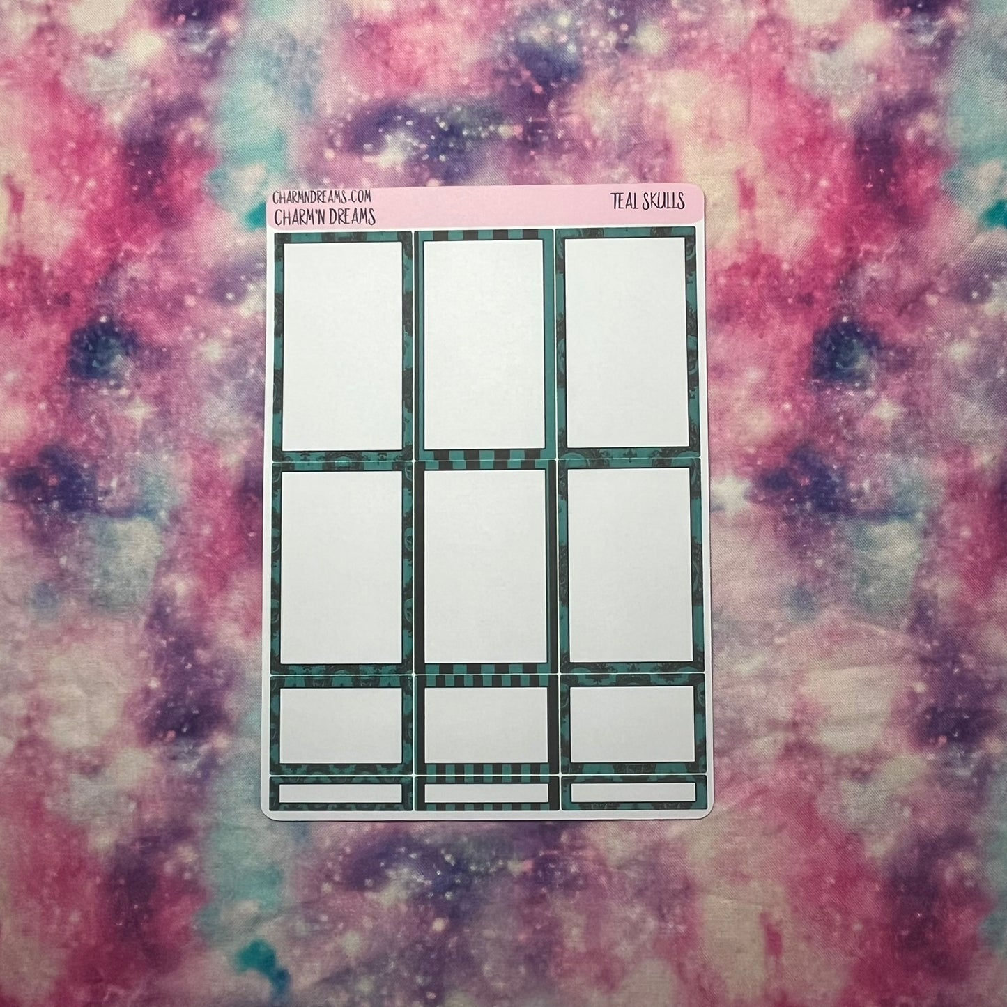 Teal Skulls Planner Sticker Kit