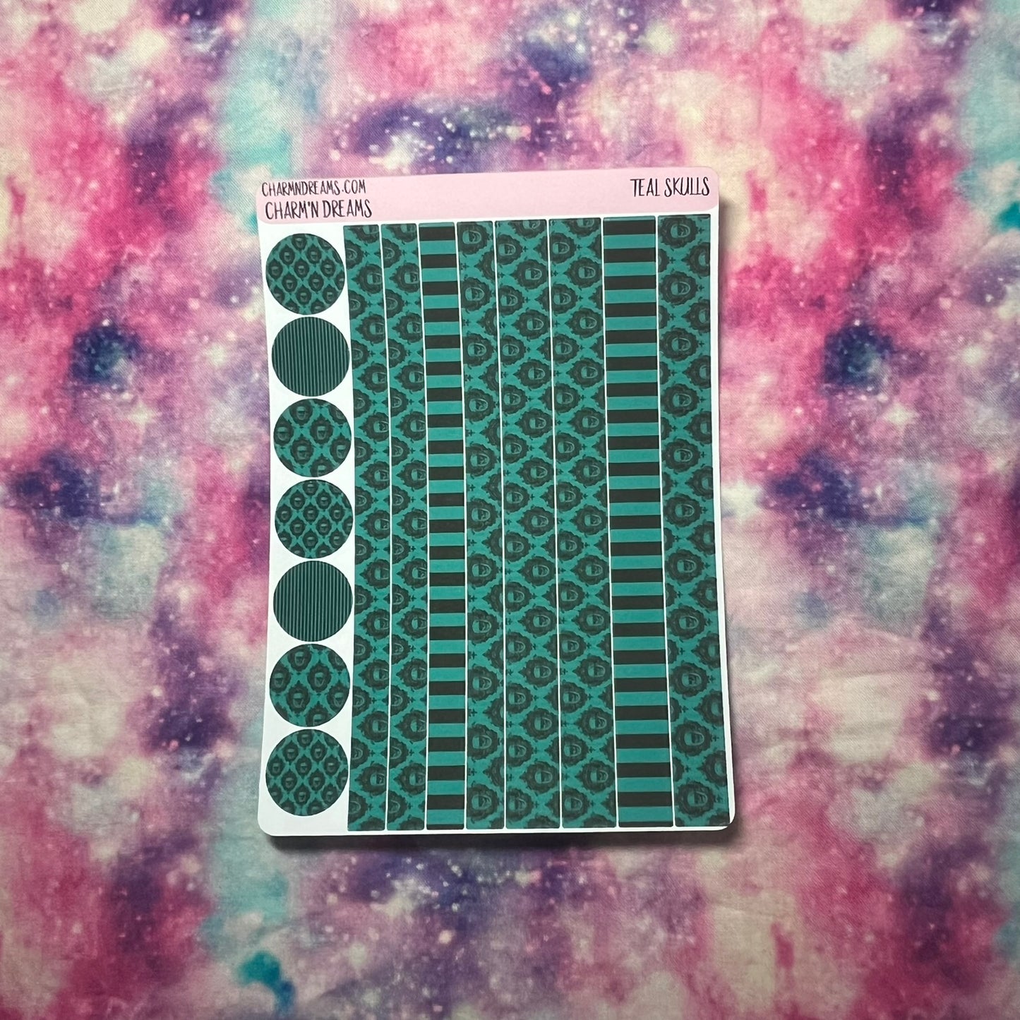Teal Skulls Planner Sticker Kit
