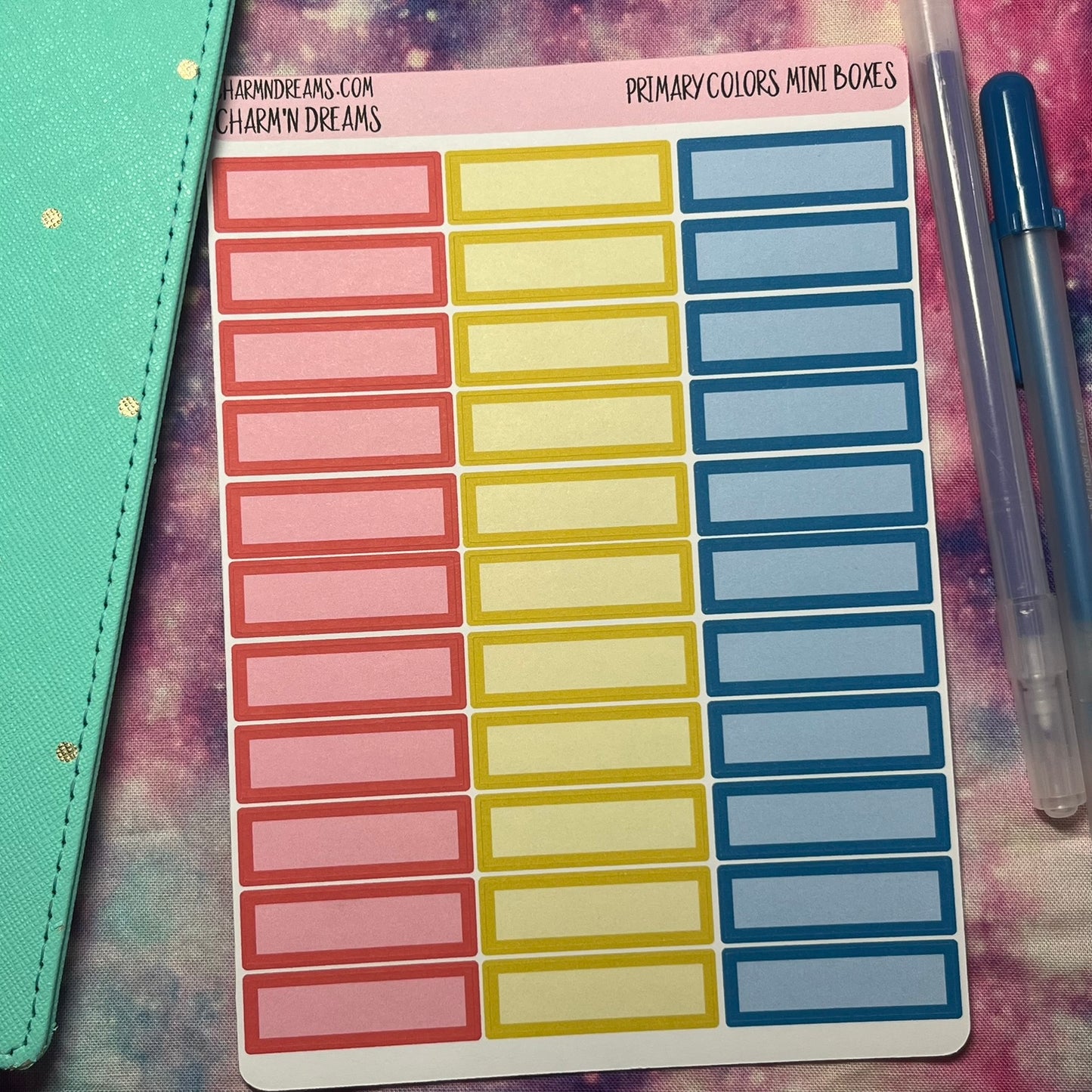 Primary Colors Mini Boxes Planner Stickers