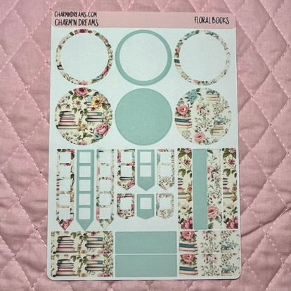 Floral Books Planner Sticker Kit