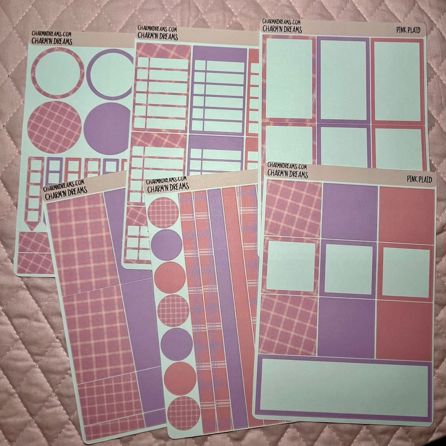 Pink Plaid Planner Sticker Kit