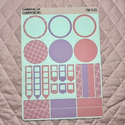 Pink Plaid Planner Sticker Kit