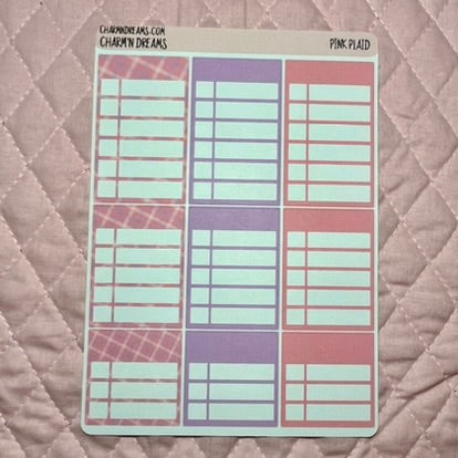 Pink Plaid Planner Sticker Kit