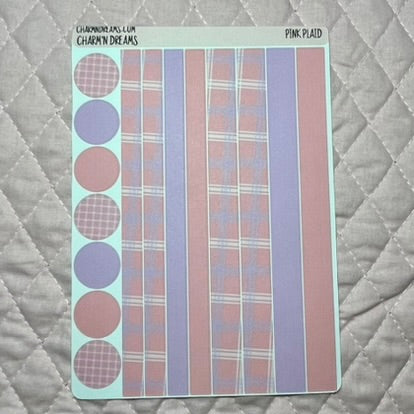 Pink Plaid Planner Sticker Kit
