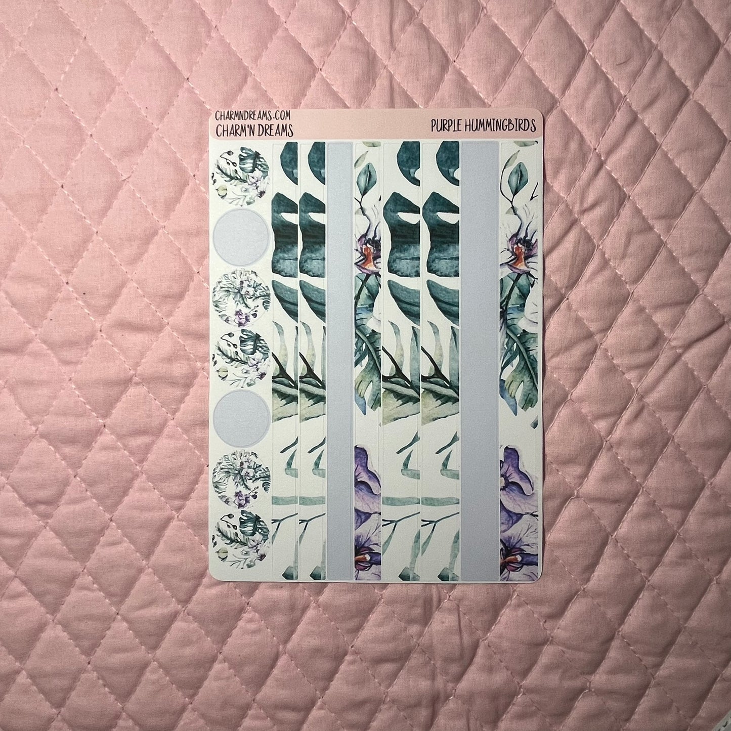 Discontinuing - Purple Hummingbirds Planner Sticker Kit
