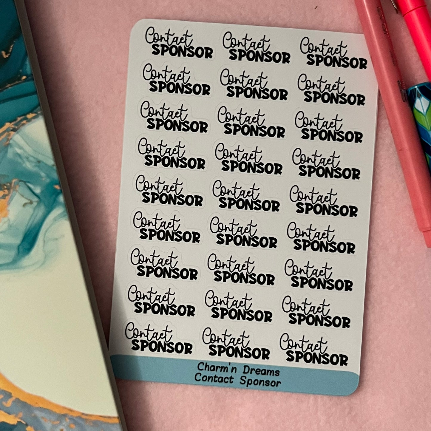 Contact Sponsor Functional Planner Stickers