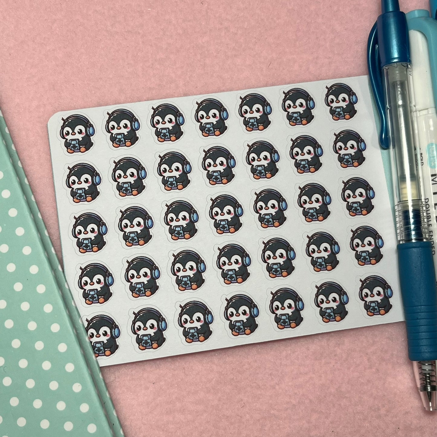 Penguin Audiobook/ Music Icon Planner Stickers
