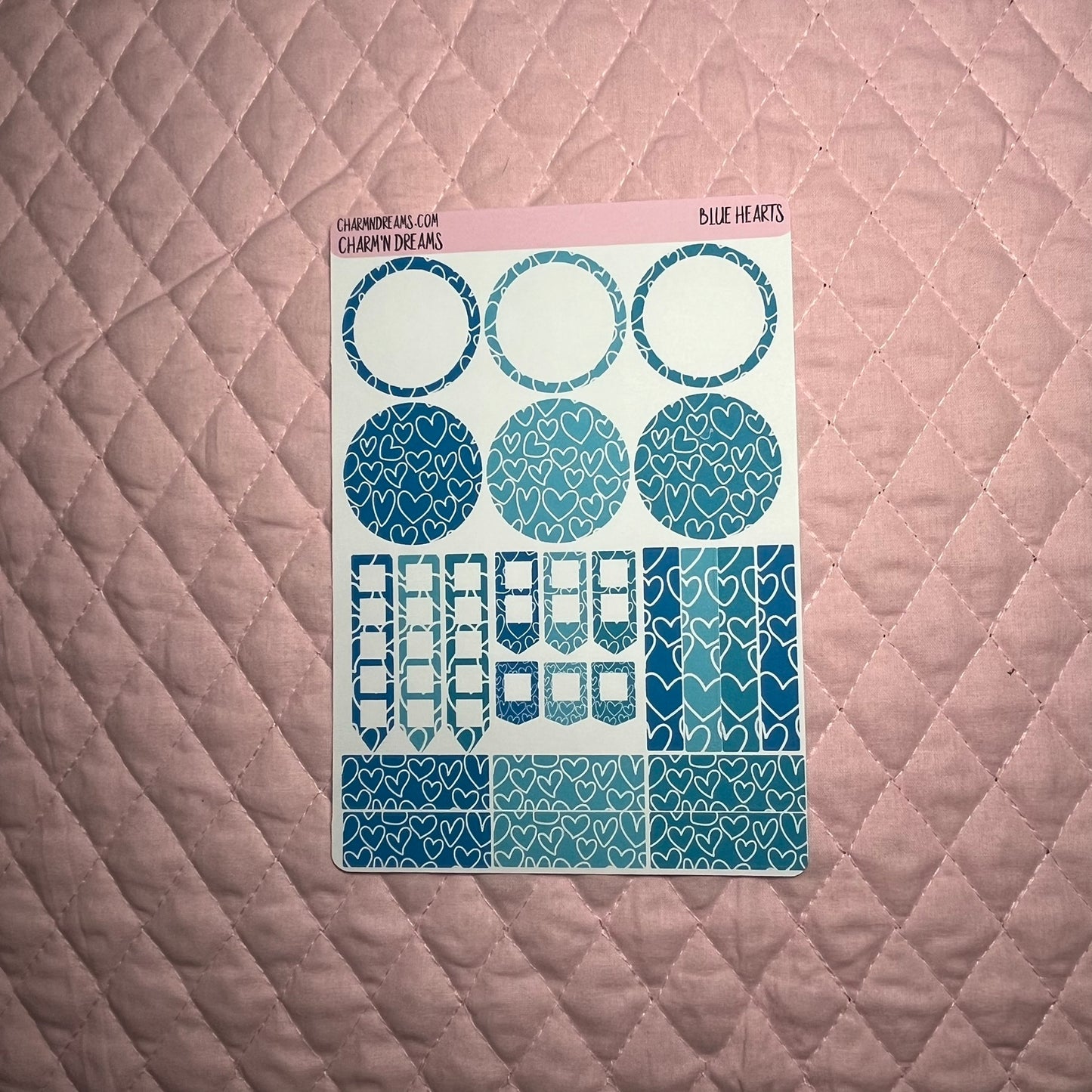 Blue Hearts Planner Sticker Kit