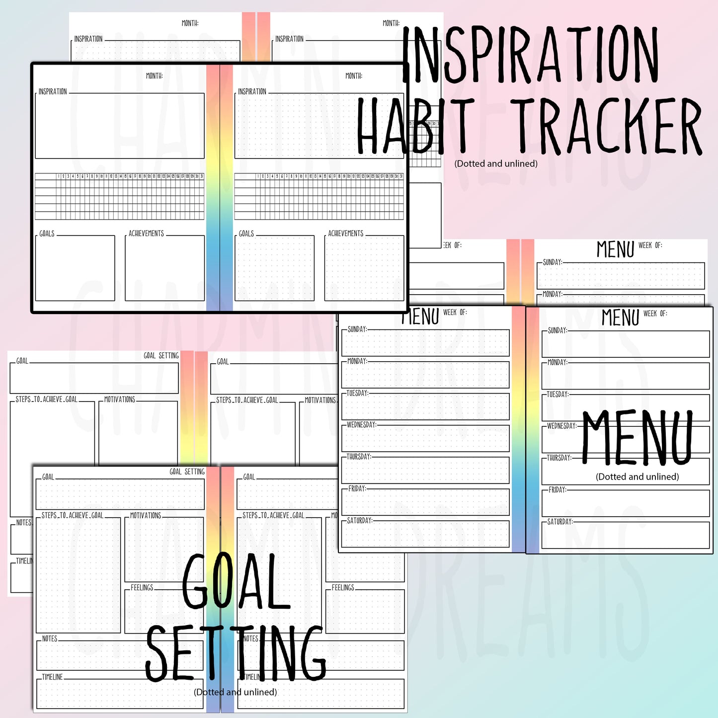 Rainbow Printable Planner Pages- 7.25 x 9" - Digital Download